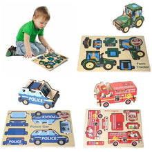 Load image into Gallery viewer, CHILDREN MINI LEARNING WOODEN PUZZLES JIGSAW EDUCATIONAL TOY VEHICLES
