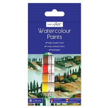 Load image into Gallery viewer, Watercolour Paints 8 x 6ml Tubes Assorted Colours Set Artist Art Crafts School
