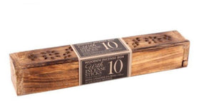 Wooden Incense Stick Holder Burner Joss Incense Box Ash Catcher 10 FREE STICKS!