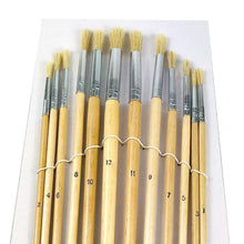 Charger l&#39;image dans la galerie, Pack of 12 Artist Painting Brush Round Tip Natural Bristle Mix Sizes Art Brushes
