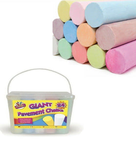 24 Giant Pavement Street Art Chalks Large Colour Sticks Craft School Play 5359