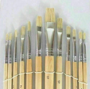 ARTIST PAINT BRUSH SETS Small/Large Wooden Acrylic/Oil/Watercolour Thin Thick 12