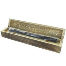 Load image into Gallery viewer, Wooden Incense Stick Holder Burner Joss Incense Box Ash Catcher 10 FREE STICKS!
