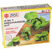 Carica l&#39;immagine nel visualizzatore di Gallery, Make Your Own Walking Robot Dinosaur 4 in 1 Mechanics Kit
