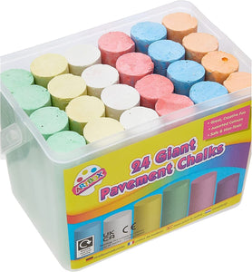 24 Giant Pavement Street Art Chalks Large Colour Sticks Craft School Play 5359