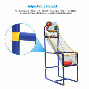 Childrens Indoor Outdoor Arcade Style Basketball Stand With Net Hoop Balls Pump