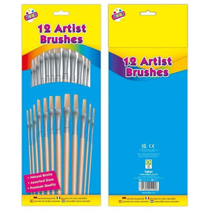 ARTIST PAINT BRUSH SETS Small/Large Wooden Acrylic/Oil/Watercolour Thin Thick 12