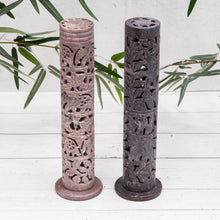 Charger l&#39;image dans la galerie, Incense Joss Stick Holder Hand carved Soapstone Elephant Tower Ornament Gift
