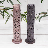 Incense Joss Stick Holder Hand carved Soapstone Elephant Tower Ornament Gift