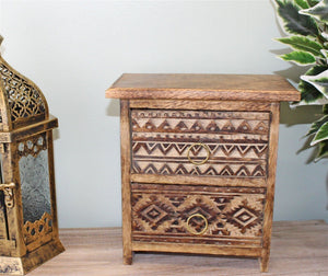 Small Desktop Wooden Storage Unit Jewellery Trinket Box Kasbah Rustic Drawers