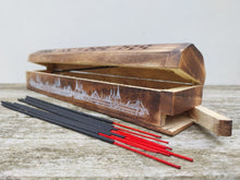 Cargar imagen en el visor de la galería, Wooden Incense Stick Holder Burner Joss Incense Box Ash Catcher 10 FREE STICKS!
