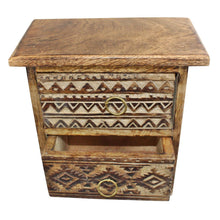 Load image into Gallery viewer, Small Desktop Wooden Storage Unit Jewellery Trinket Box Kasbah Rustic Drawers
