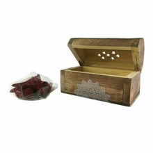 Ladda upp bild till gallerivisning, Wooden Incense Cone Holder Burner Joss Incense Box Ash Catcher 10 FREE CONES
