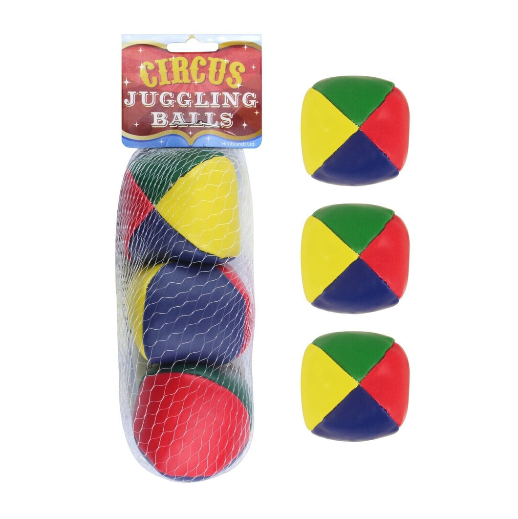 Juggling Balls 3 Classic Circus Clown Coloured Learn to Juggle Set Toy Game Gift