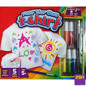 Paint Your Own T-Shirt Fabric Paint Pens Kids Boys Girls T-SHIRT INCLUDED