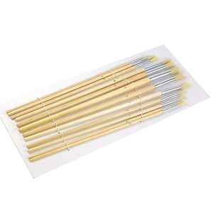 Pack of 12 Artist Painting Brush Round Tip Natural Bristle Mix Sizes Art Brushes