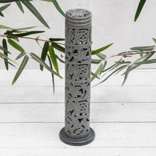 Charger l&#39;image dans la galerie, Incense Joss Stick Holder Hand carved Soapstone Elephant Tower Ornament Gift
