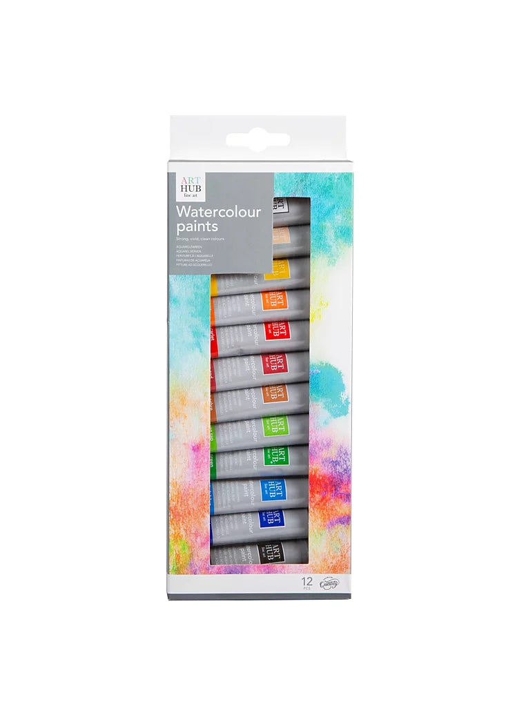 12Pc Watercolour Paint Set Artist Canvas Painting Wood Paper Fabric School Gift