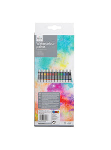 12Pc Watercolour Paint Set Artist Canvas Painting Wood Paper Fabric School Gift