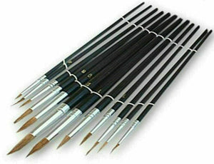 12 x Artist Brushes Pointed Art Craft Paint Painting Brush Set