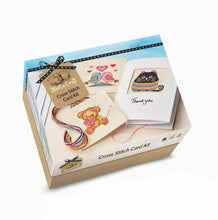 Load image into Gallery viewer, Make Your Own Cards Craft Kit Cross Stitch Teddy Cat Bird Greetings Card Gift
