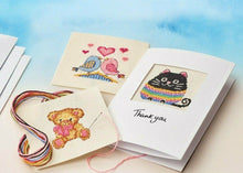 Carica l&#39;immagine nel visualizzatore di Gallery, Make Your Own Cards Craft Kit Cross Stitch Teddy Cat Bird Greetings Card Gift
